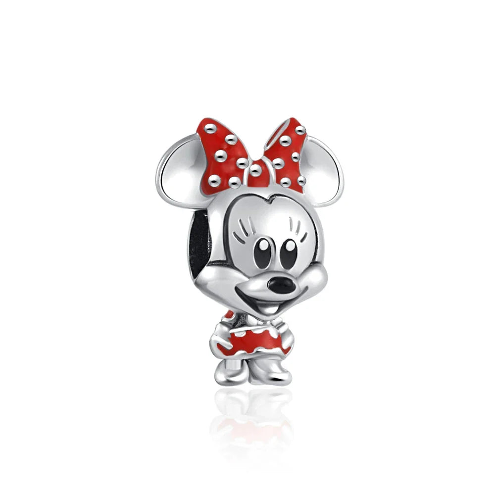 Mickey Mouse Minnie Mouse Sterling Silver Charm Beads for Bracelets