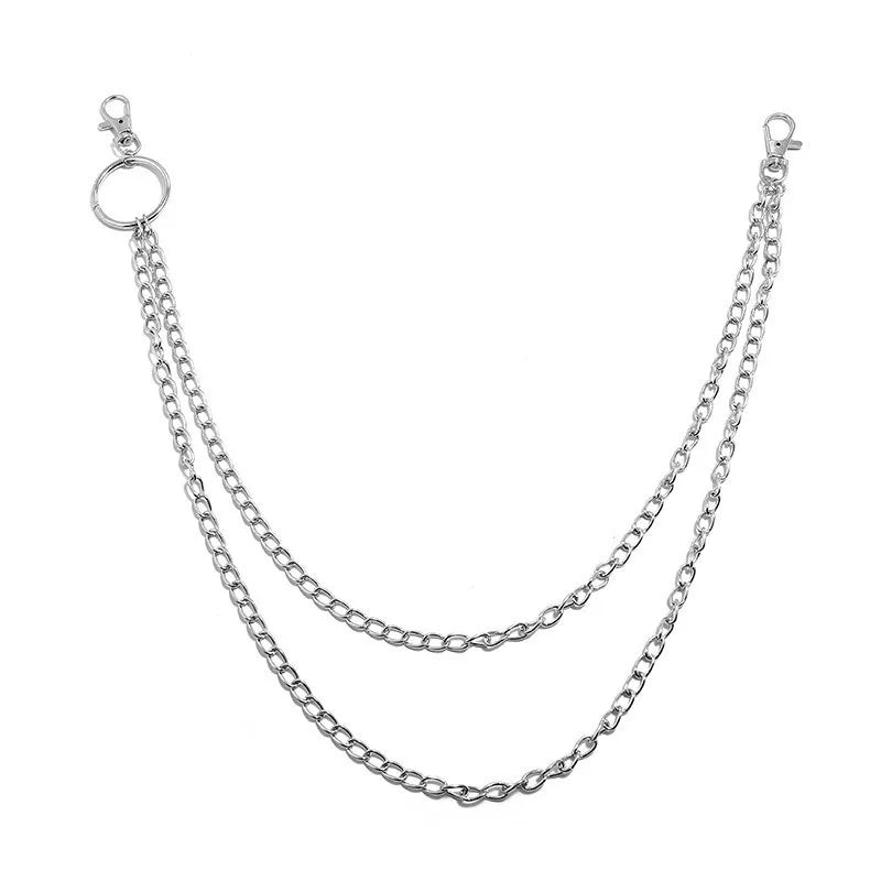 Metal Wallet Chain Keychain for Hip Hop Rock Punk Style Trousers with Hook and Clip Ring