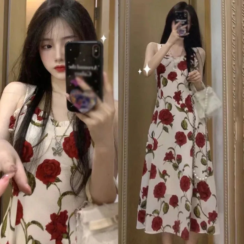 Floral Print Sleeveless Summer Dress For Vacation Travel