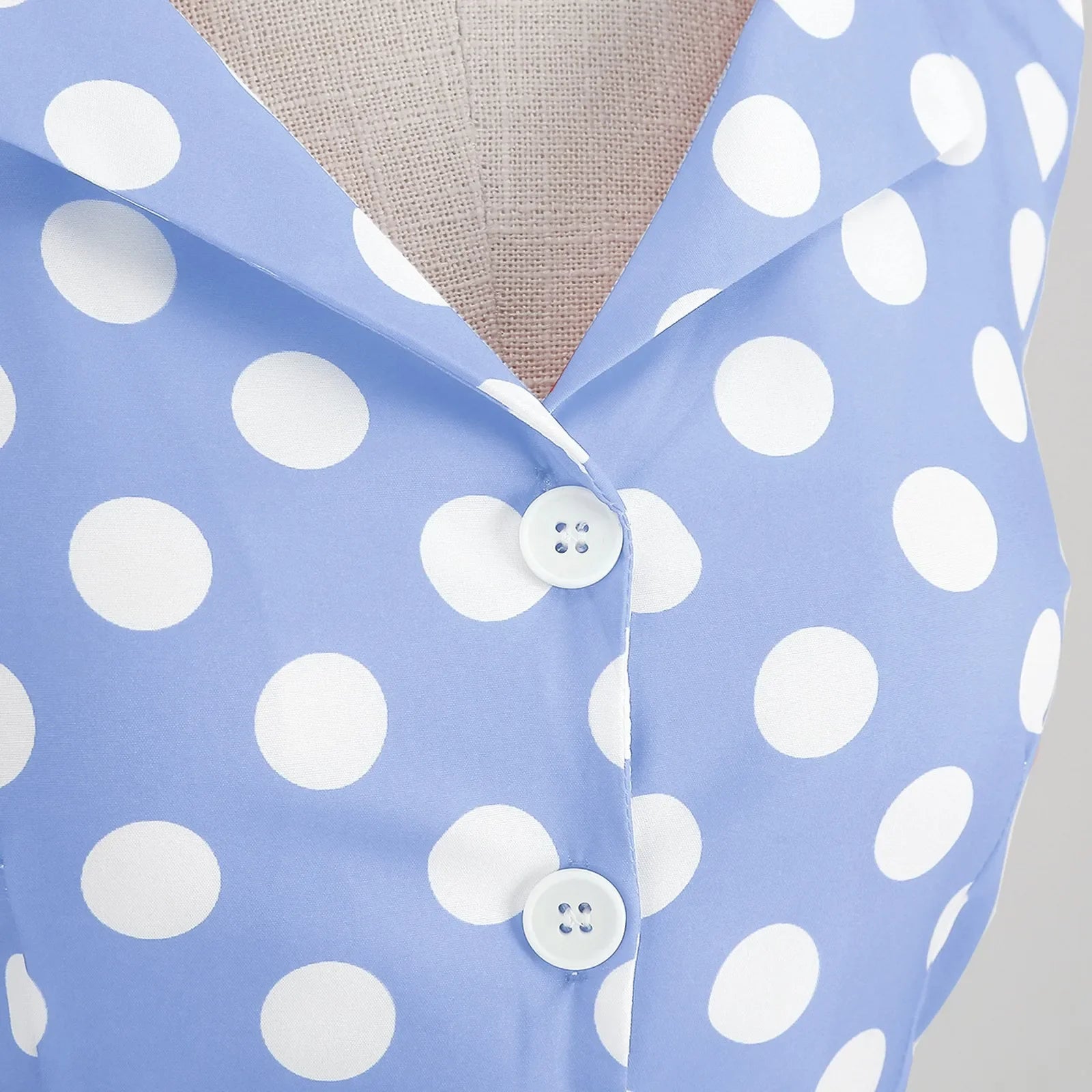 Retro Polka Dot Lace Up Backless Dress With Swing Puff