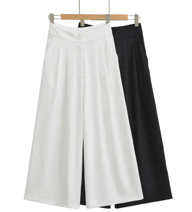 Summer Women's Casual Two-Piece Suit with Lace-Up Tank Top and Pleated Loose Trousers