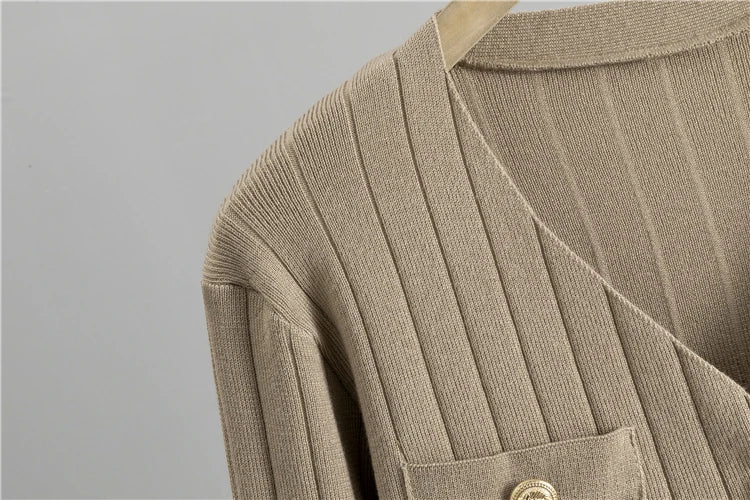 Women's Three Piece Cardigan Set Casual Sweater Outfit with Striped Cardigan Top and Wide Leg Pants