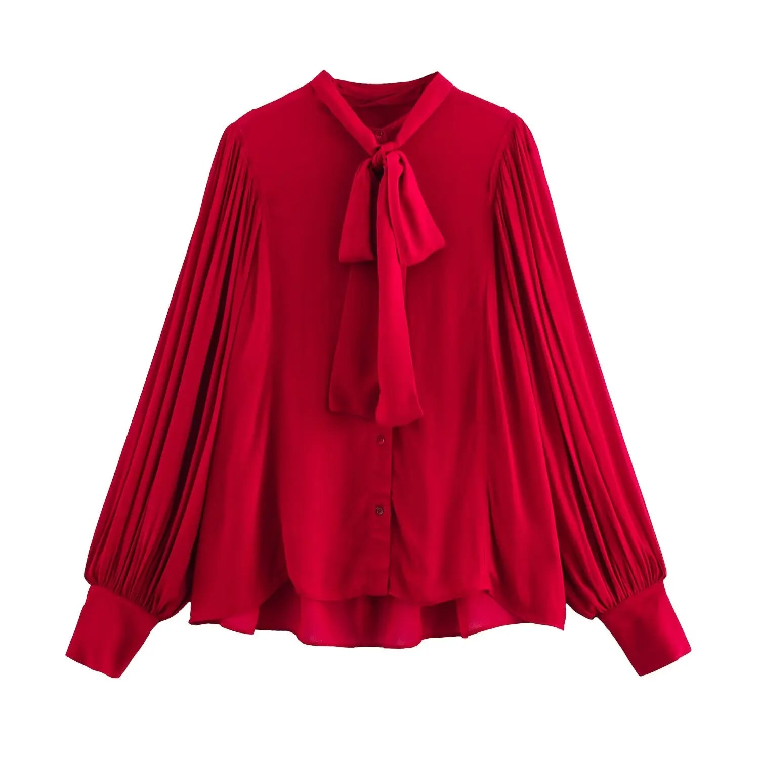 Elegant Long Sleeve Bow Collar Blouse for Women Office Lady Tops Korean Style Youth Blouses