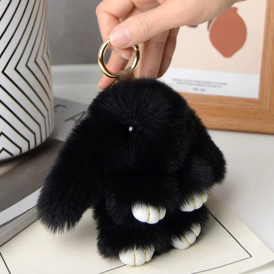 Fluffy Rabbit Fur Pompon Bunny Keychain Soft Cute Rabbit Toy Bag Decoration Gift for Girls