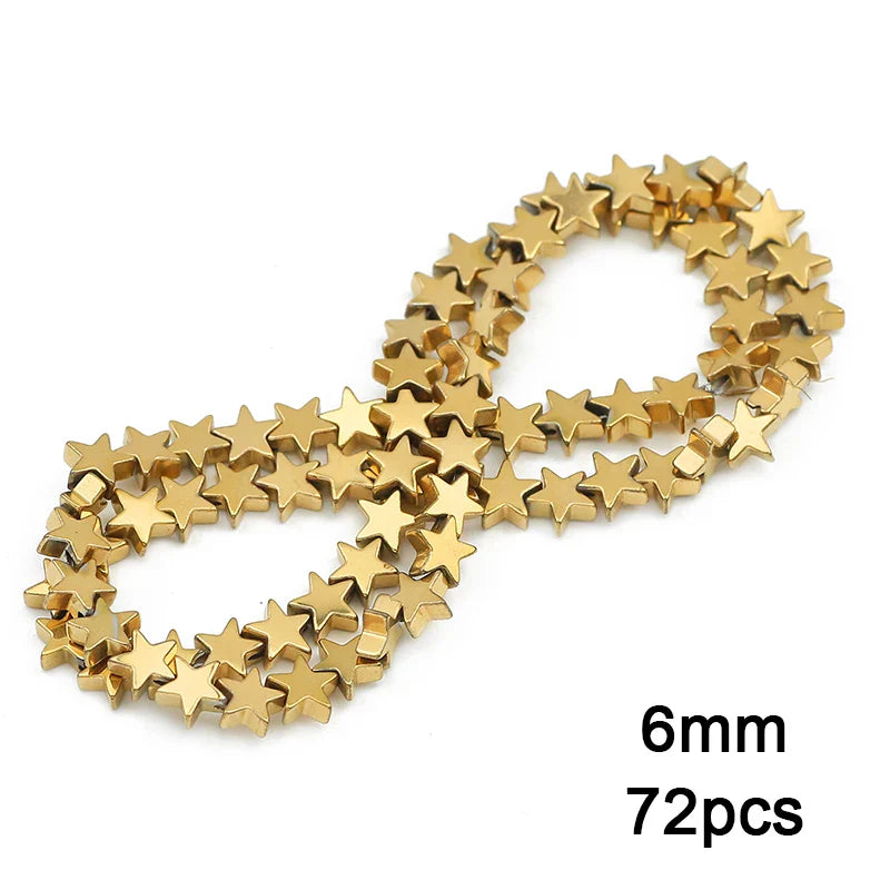 Hematite Natural Stone Gold Plated Loose Beads for DIY Jewelry Making - Star and Heart Shapes
