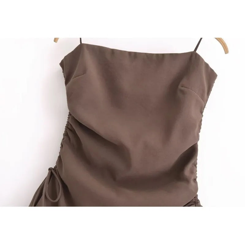 Flowing Two Piece Outfit for Women with Strapless Top and Drawstring Trousers