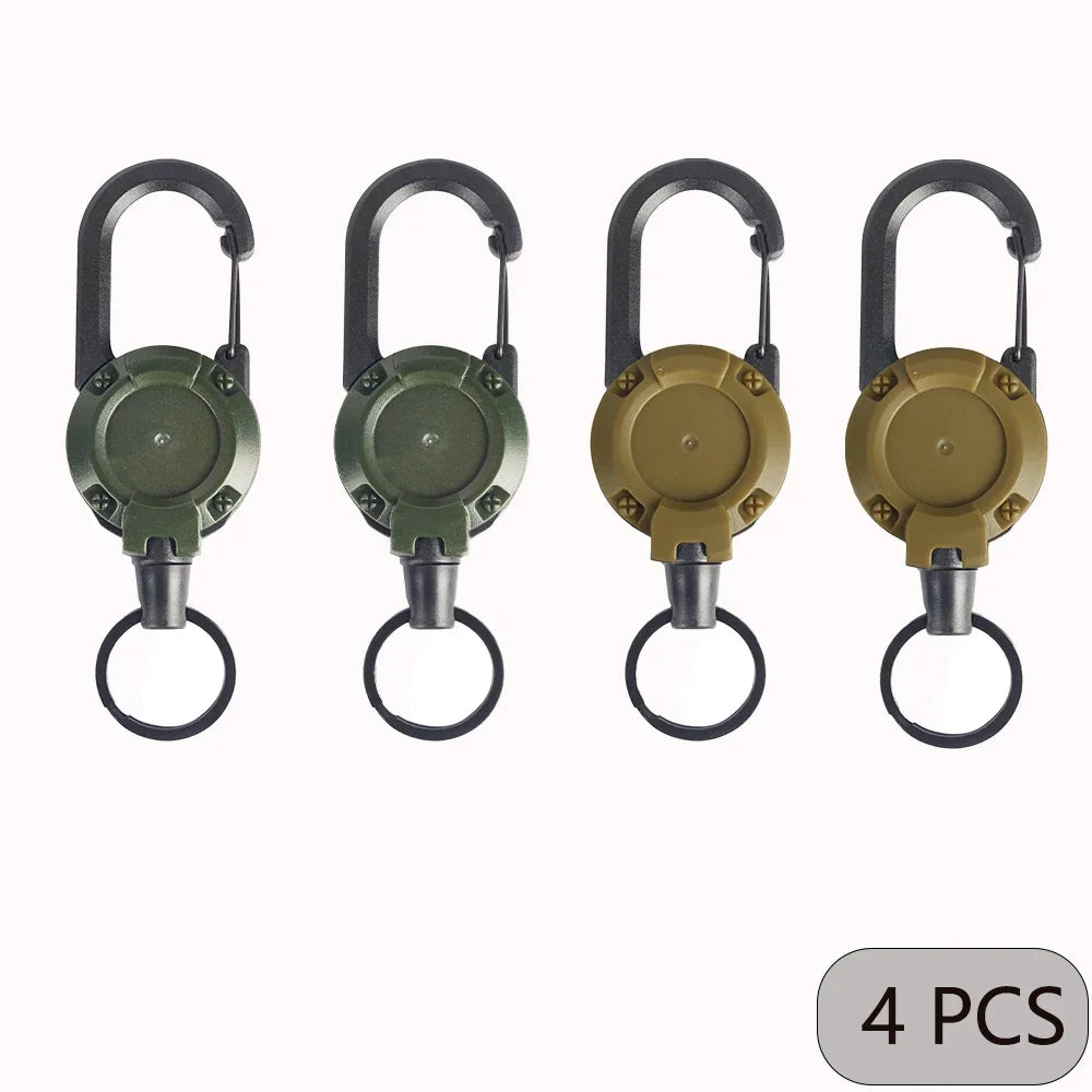 Extendable Retractable Keychain Badge Reels with Heavy Duty Clip and Carabiner for Outdoor Use