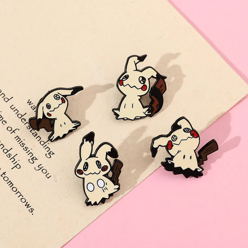 Cartoon Animal Enamel Pin Brooch Set 4 Pcs Fun Mimikyu Jewelry for Backpack Wallet and Clothes Accessories