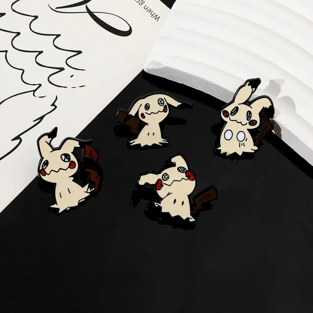Cartoon Animal Enamel Pin Brooch Set 4 Pcs Fun Mimikyu Jewelry for Backpack Wallet and Clothes Accessories