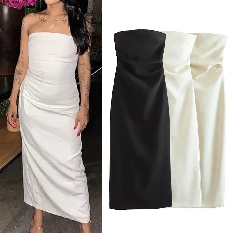 Women Off Shoulder Long Dress Ruched Bodycon Party Chic