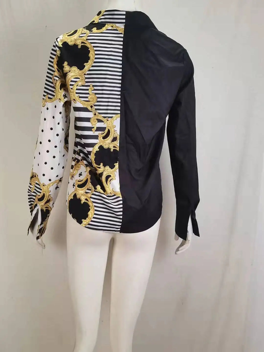 Office Lady Turn Down Collar Leopard Print Shirt with Striped Lapel Long Sleeve Blouse Casual Vintage Fashion Top