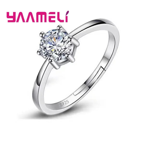S925 Sterling Silver Wedding Rings with Austrian Crystal for Men and Women Engagement Proposal Jewelry