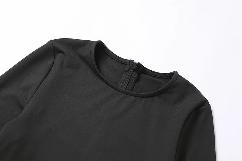 Sexy Black Autumn Long Sleeve Jumpsuit for Women O-Neck Solid Bodycon Skinny Romper Casual Streetwear Fashion Sporty Fit