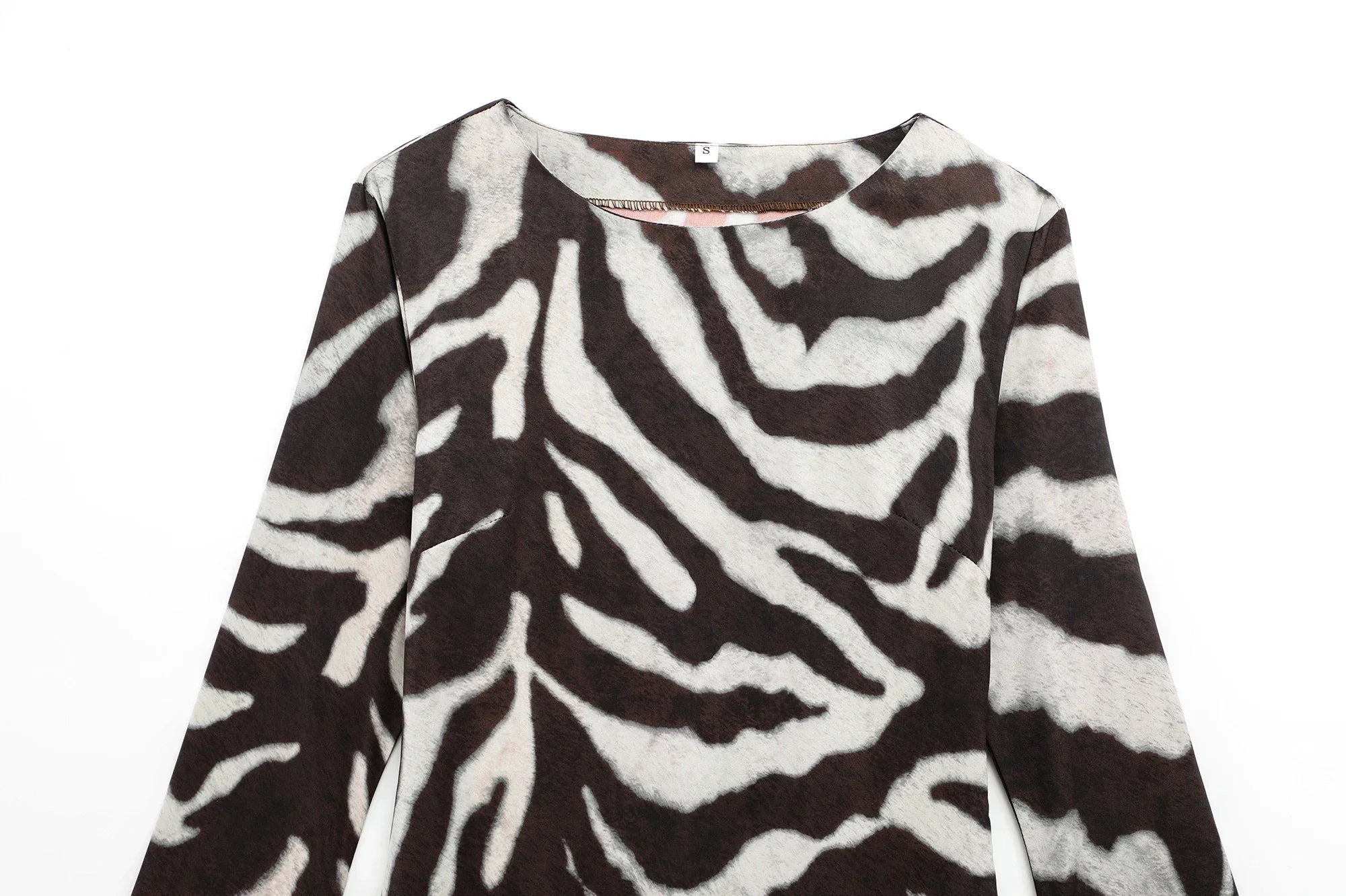 Zebra Print Long Sleeve Summer Dress For Women Chic