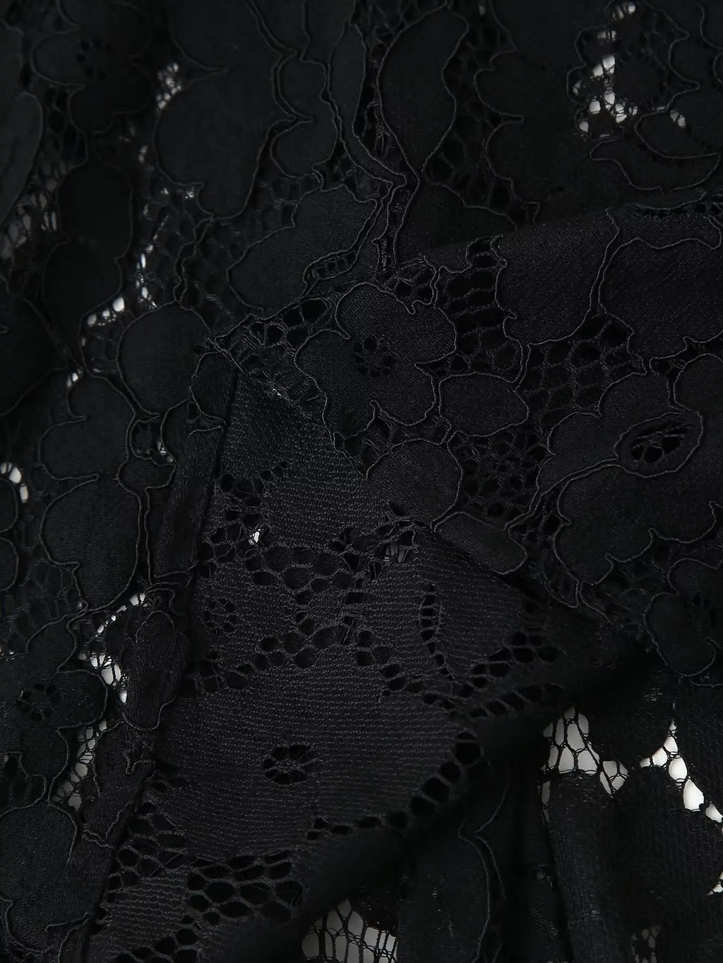 Black Lace Embroidered Short Shirt with Long Sleeves Elegant Autumn and Winter Fashion Top