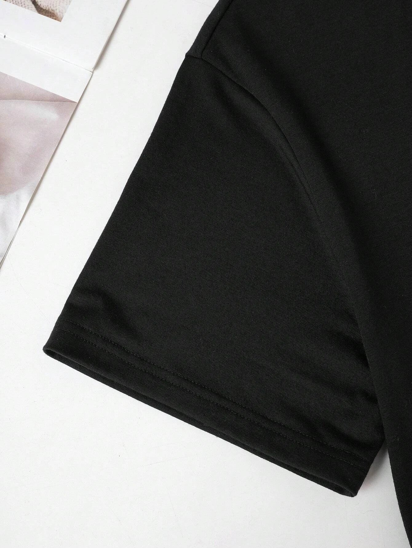 Breathable Cotton Two Piece Set Featuring Lady Wearing Mask Print Short Sleeve T-Shirt and Soft Polyester Hip Hop Style Shorts for Women