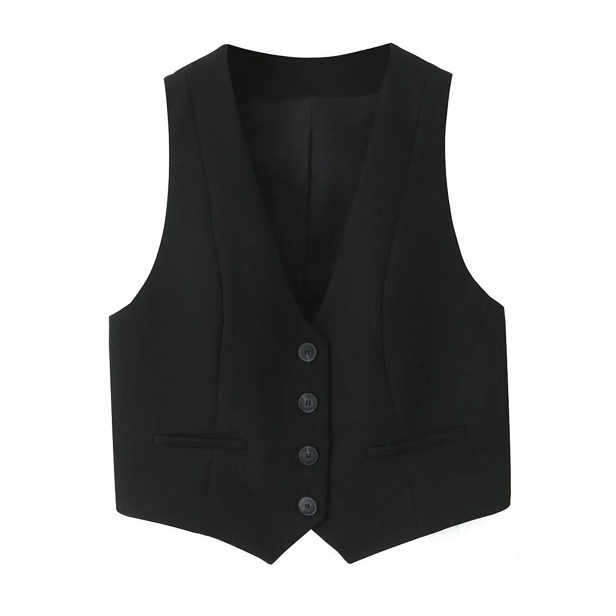 Women Casual Two Piece Set Black V-Neck Tank Top and Wide Leg Pants Stylish Chic Outfit