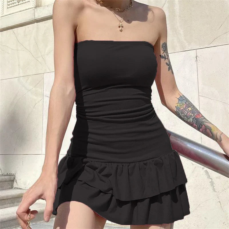 Backless Bodycon Mini Dress Women Sleeveless Black Party