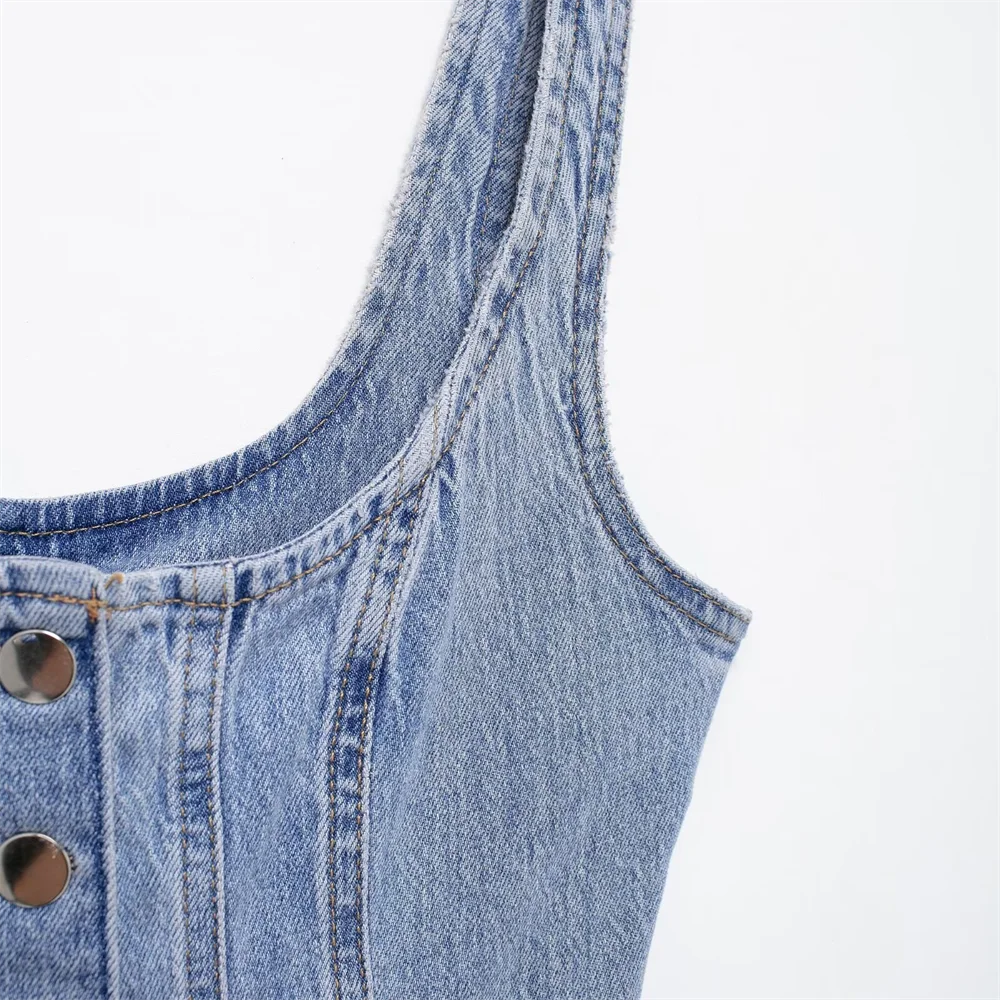 Belted Denim Midi Dress For Women With Cinched Waist