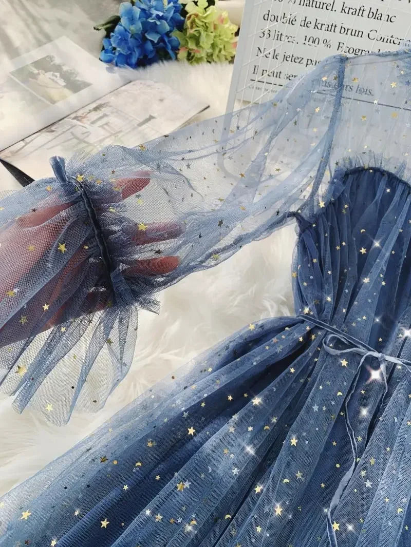 Sequined Mesh Fairy Dress For Women Party Gala Evening Wear