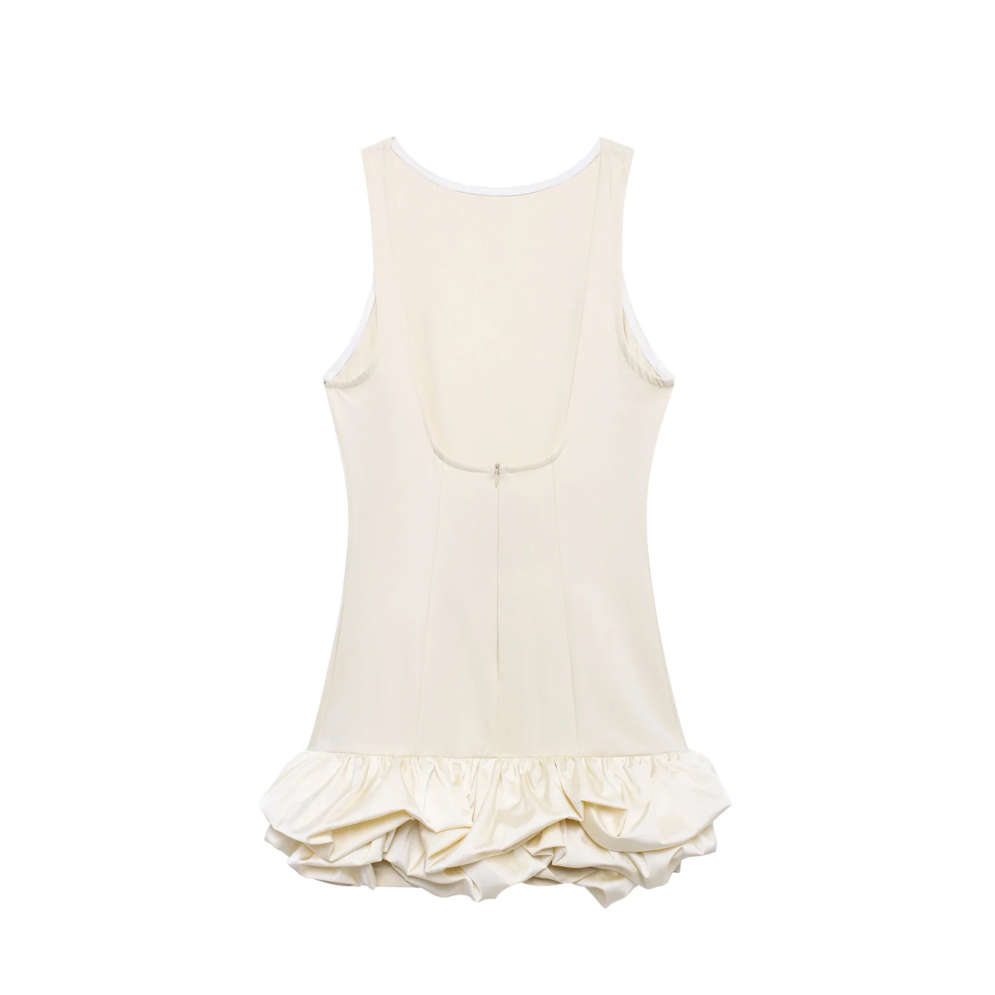 Backless Patchwork Mini Dress For Women Fluffy Hem Party