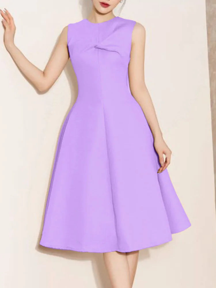 Korean Style Sleeveless Pleated Aline Maxi Sundress