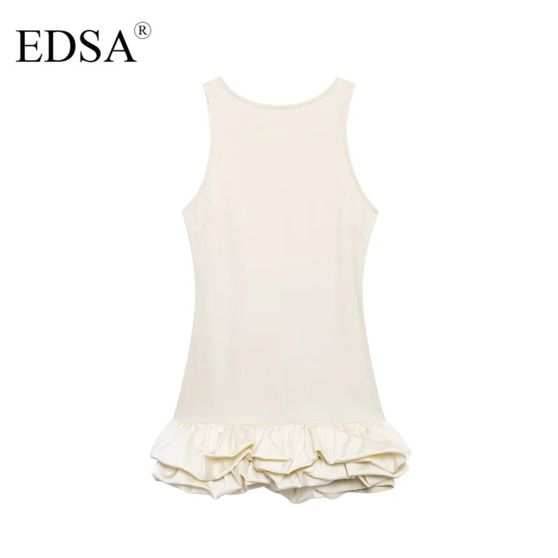 Backless Patchwork Mini Dress For Women Fluffy Hem Party