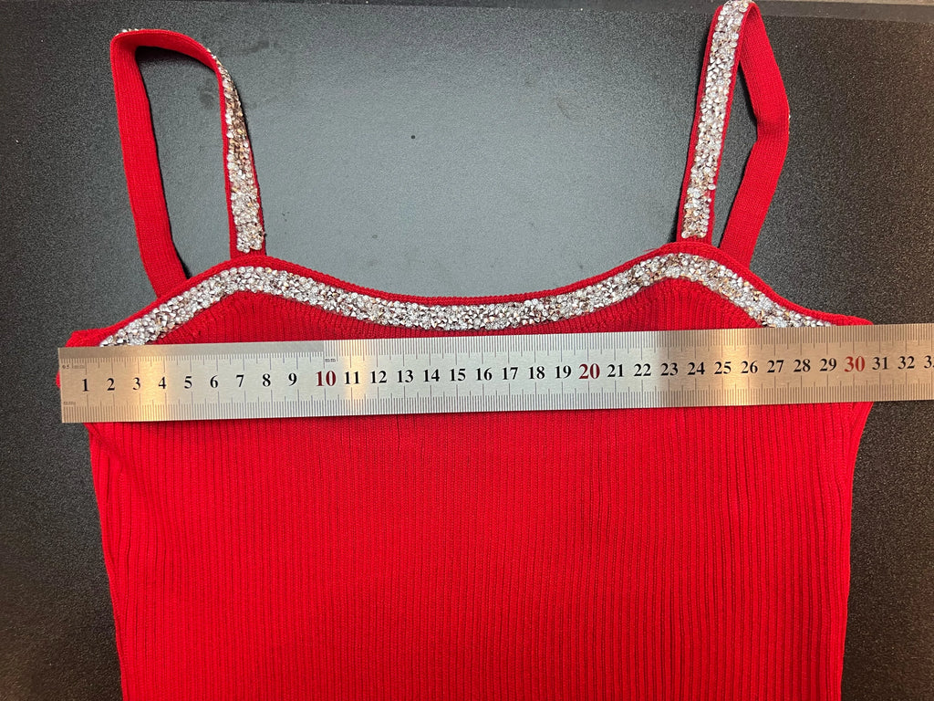 Knit Bodycon Mini Dress With Shimmer Straps For Women