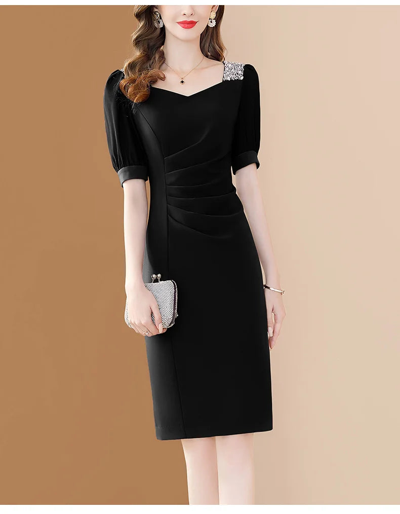 Purple Embroidered A Line Dress For Office And Party