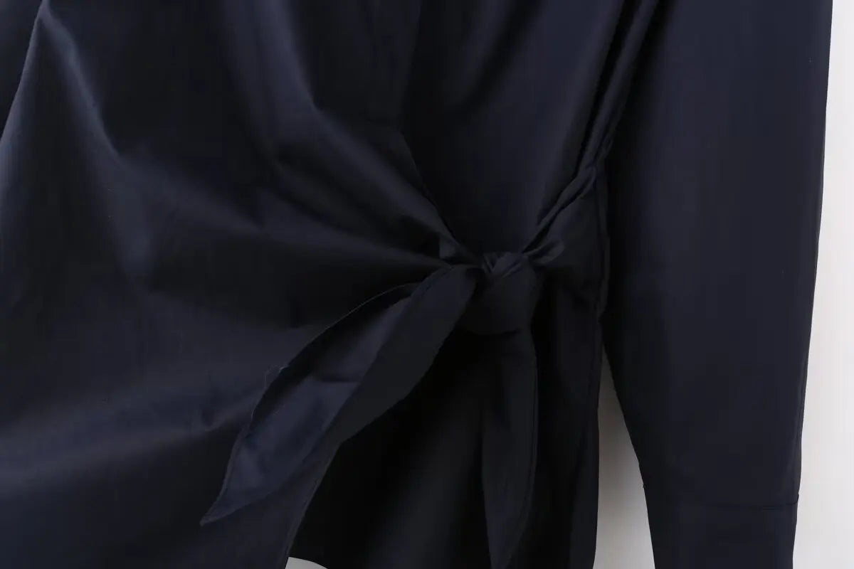 Autumn Women Casual Two Piece Set with Poplin Shirt and High Waist Long Pants