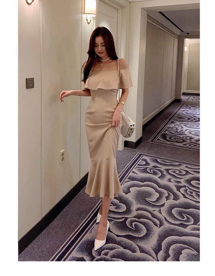 Slash Neck Mermaid Dress For Women Elegant Party Dress