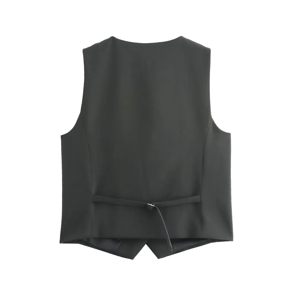 Fashionable Women's Slim Fit Vest and High Waisted Pleated Pants Set for Versatile Commuting Style