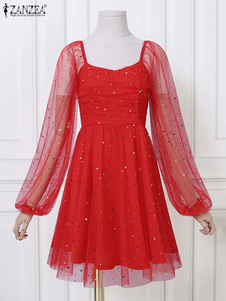 Elegant Lace Patchwork Knee Length Casual Dress For Women