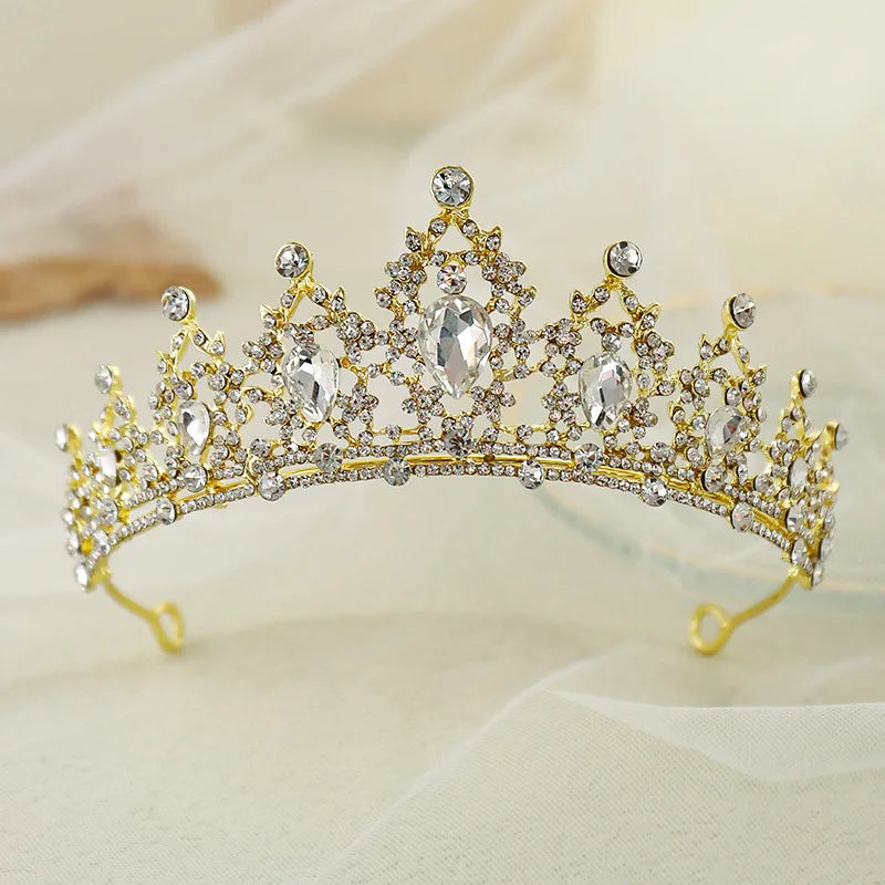Silver Crystal Bridal Tiara Crown Wedding Hair Accessories Handmade Headpiece for Bride and Bridesmaid