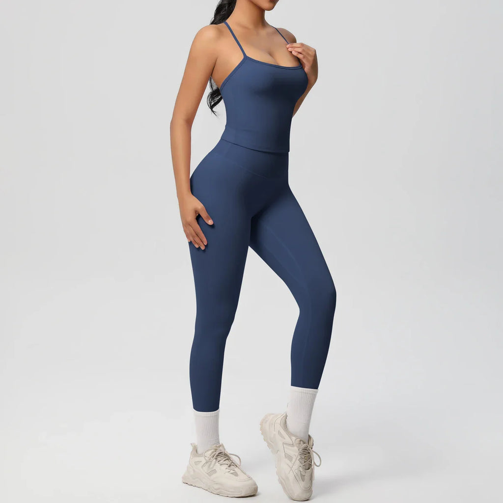 2PCS Nude Feeling Yoga Set for Women Push Up Sport Bra and High Waist Leggings Fitness Running Workout Tracksuit Activewear