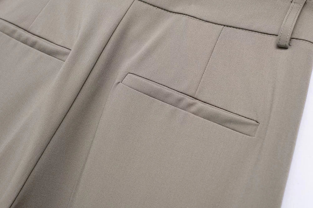 Women's Two-Piece Suit Set with Belt Halter V-Neck Top and High-Waisted Pleated Pants