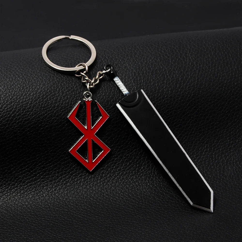 Anime Red Skull Keychain Berserk Warrior Griffith Guts Keyring Cosplay Prop Gift for Men and Women