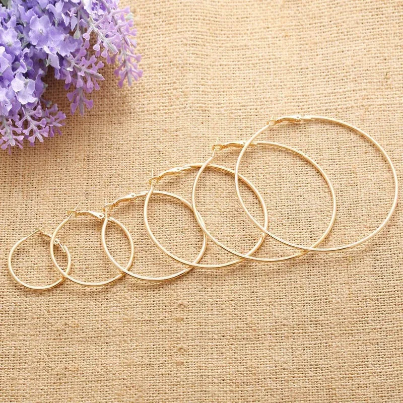 30-100mm Small Big Circle Hoop Earrings for Women and Men in Stainless Steel Fashion Jewelry