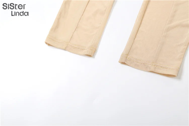 Sexy Mesh Patchwork Long Sleeve Skinny See-Through Zip One-Piece Jumpsuit for Women Party Clubwear