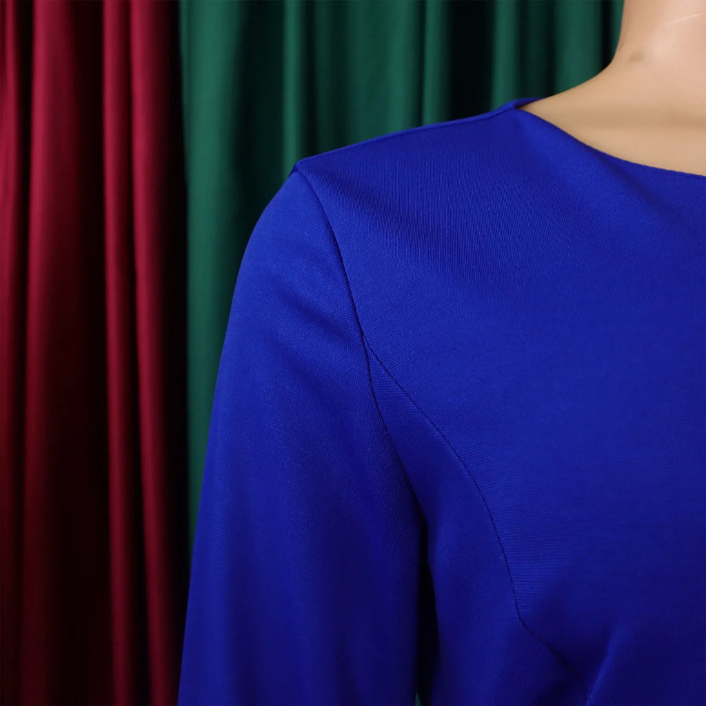 Women's Office Dress Sheath Belted Mid Calf Formal Wear