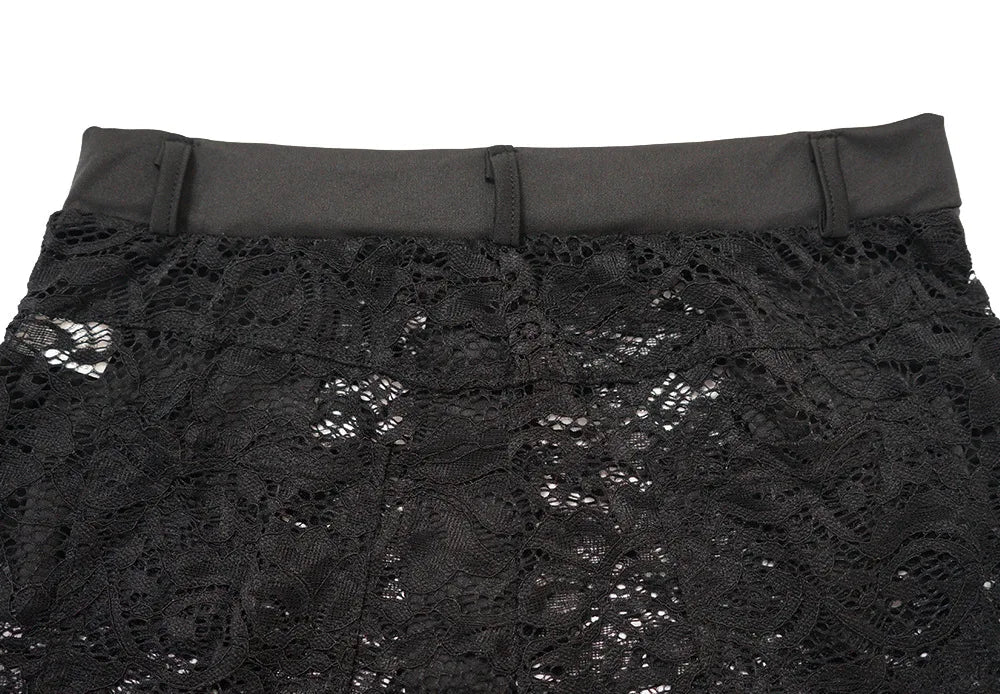 Lace Hollow Out Bodysuit and Pants Set for Women - Slim Fit Midnight Party Bodycon Outfit for Cocktail Events