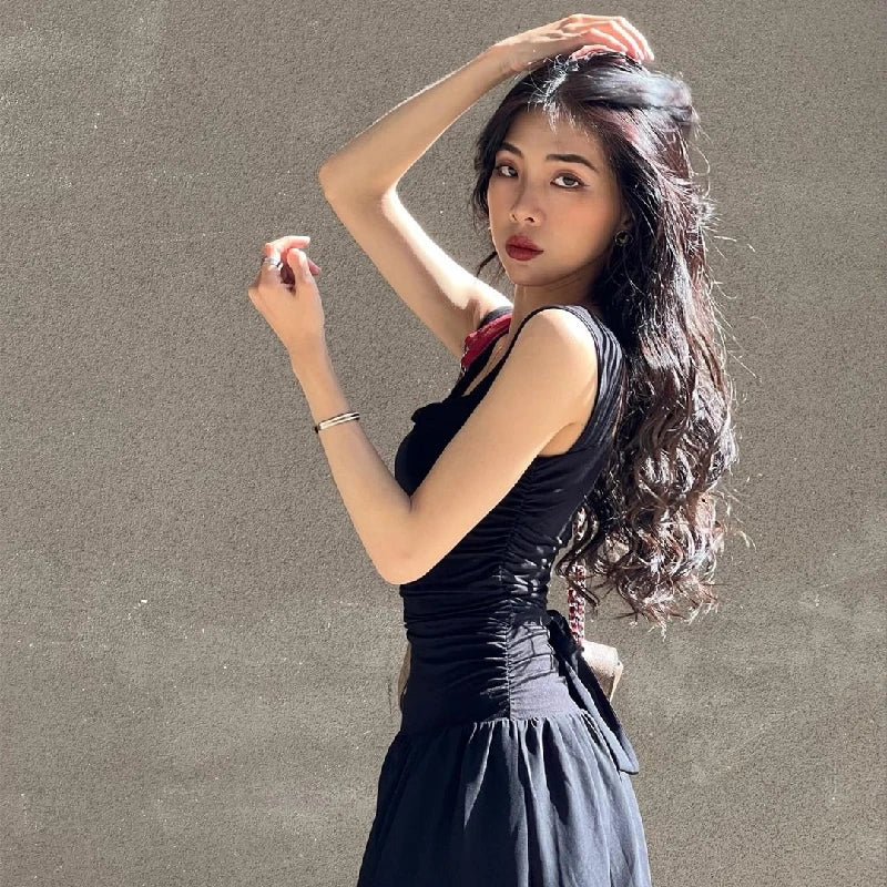 Elegant Ruched Bodycon Maxi Dress for Summer Party Wear