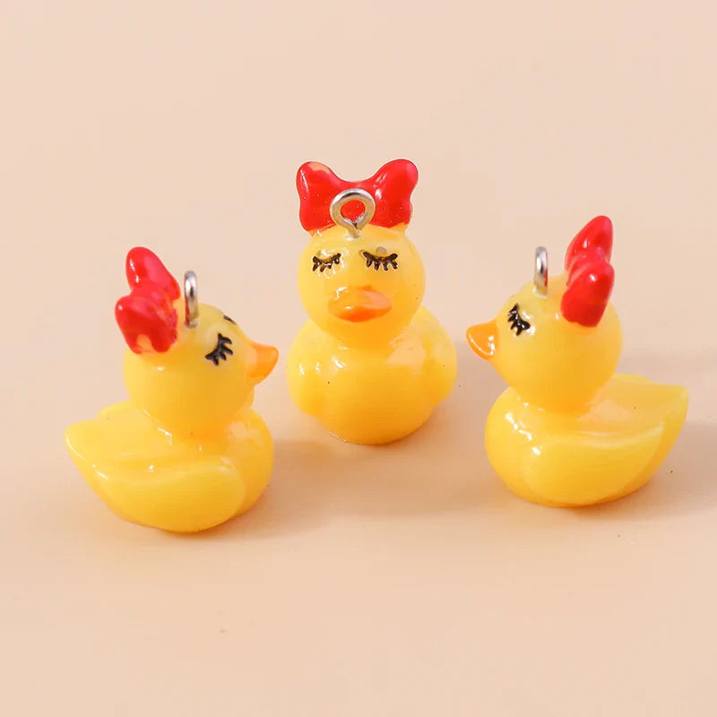 10pcs Cute Imitation Resin 3D Chicken Charms for DIY Jewelry Making Earrings and Bracelets