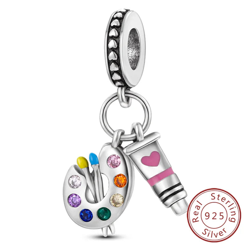 925 Sterling Silver Forever Love Heart Charms Beads for Sister Family Bracelet Jewelry Gifts