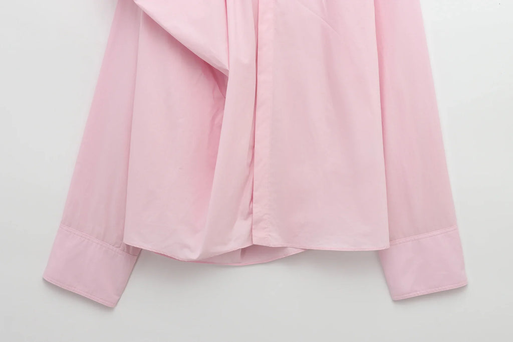 Women's Romantic Fluffy Poplin Shoulder Shirt Solid Color Versatile Fashion Top