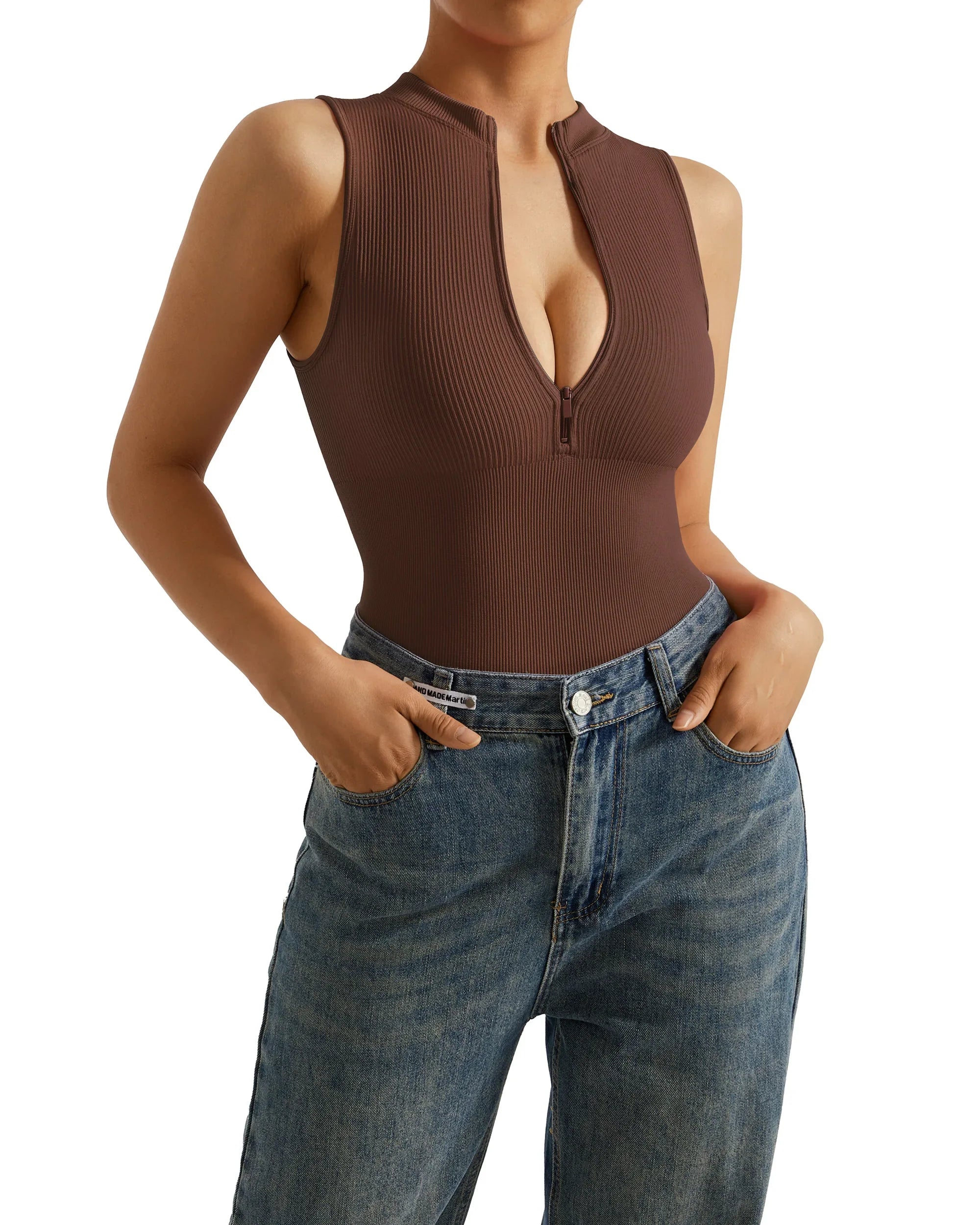 Zipper XL Size Sleeveless Jumpsuit Bodysuit for Women Summer Romper Overalls Streetwear Fashion Outfits