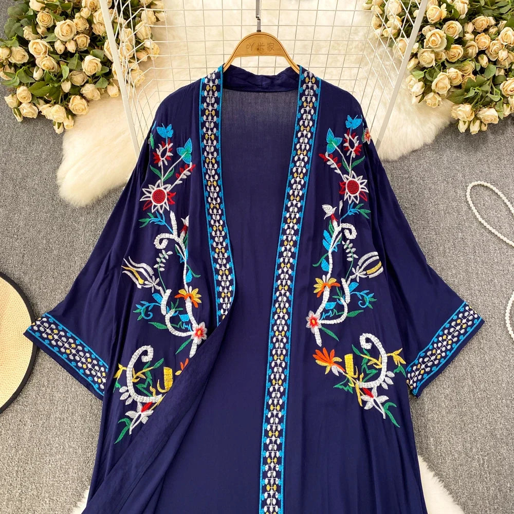 Bohemian Embroidered Floral Dress For Women Beachwear