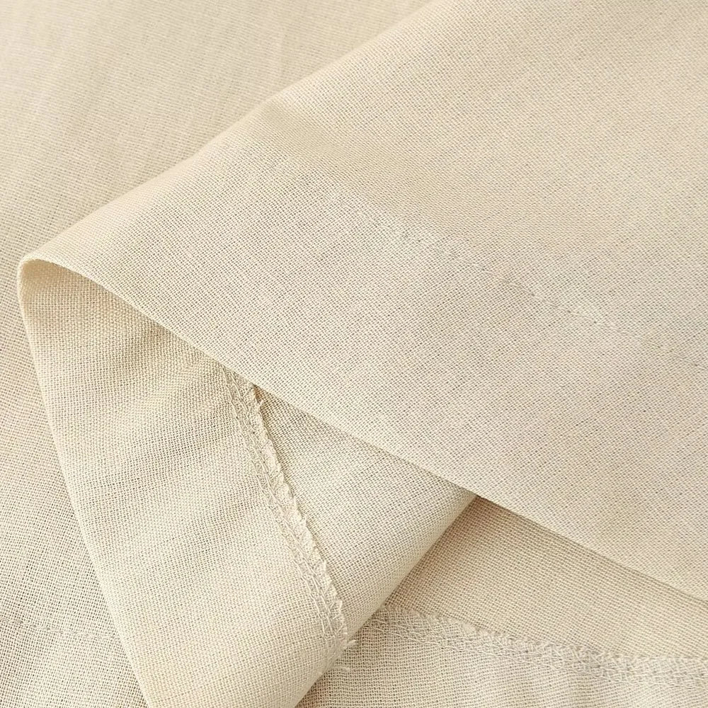 Slim Fit Linen Blend Mini Dress With Bow Decoration