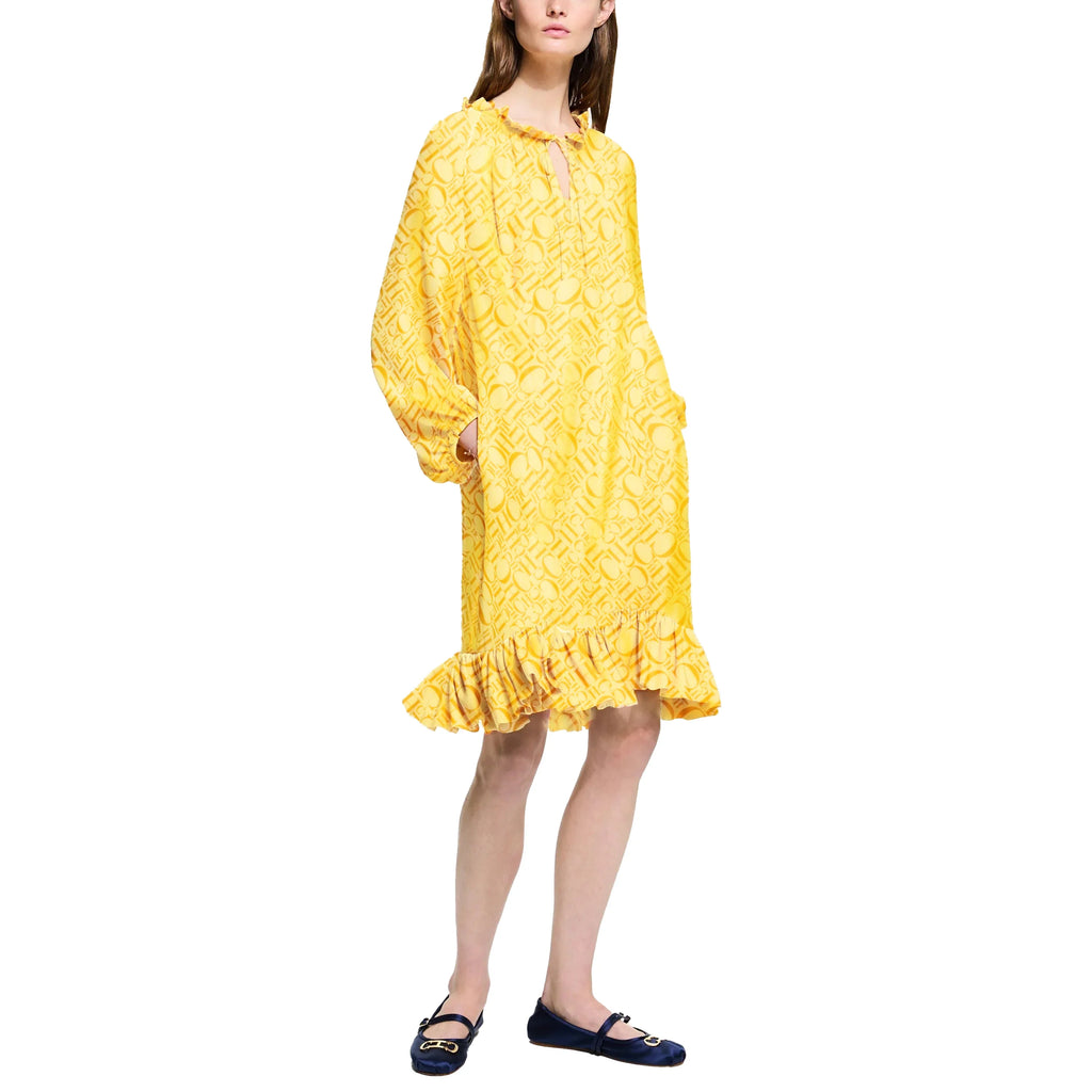 Women's Round Neck Print Dress Loose Casual Long Sleeve