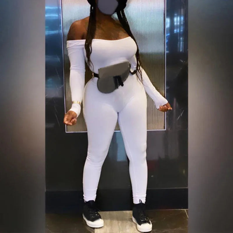 Women's Black Long Sleeve Bodycon Jumpsuit Slim Fit Sexy Solid Romper Casual Sporty Skinny Streetwear for Autumn Winter